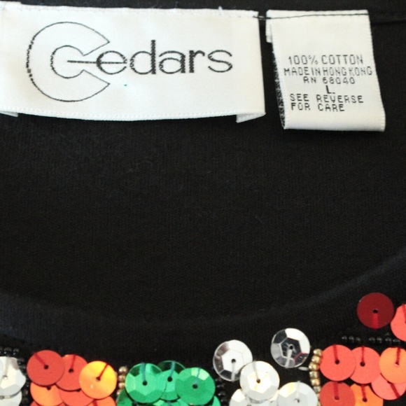 1980's Ugly Christmas Black Cedars Brand Sequinned Oversized Pullover Sweater - Picture 8 of 8